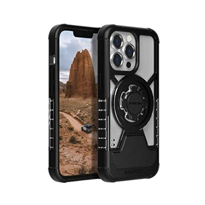 Abbildung von Rokform iPhone 13 Pro Hülle, Crystal Series, Dual Magnet Plus MagSafe kompatibel, schlanke magnetische klare Apple Cover mit RokLock Drehverschluss, sturzgetestete Armor (transparent)