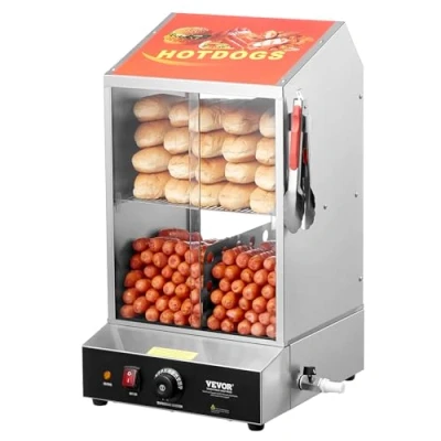 Abbildung von VEVOR Hot Dog Dampfgarer 2 stufiger Brötchenwärmer 37L Kommerziell Elektrisch