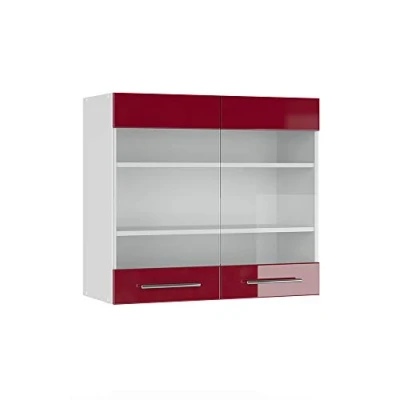 Abbildung von Vicco Glashängeschrank Fame Line, Bordeaux Hochglanz/Weiß, 80 cm