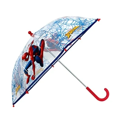 Abbildung von Spiderman Stockregenschirm Stockschirm blau &amp; transparent Marvel Kinder Regenschirm