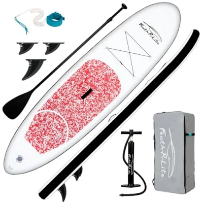 Abbildung von FunWater Aufblasbares Stand Up Paddle Board Surfbrett SUP Komplettes Paddleboard Zubehör Verstellbares Paddel, Pumpe, Reiserucksack, Leine, Erwachsene Paddelboard