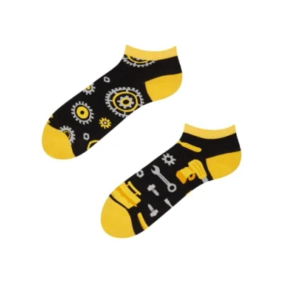 Abbildung von Dedoles Sneaker Socken Low Cut Füßlinge Unisex Damen Herren Baumwolle lustiges Design Geschenk links rechts verschieden, Farbe Schwarz, Motiv Mechaniker, Gr. 35 38