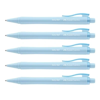 Abbildung von Faber Castell 205201 Kugelschreiber Daily Ball sky blue, 5 Stück, mit auswechselbarer XB Mine, dokumentenecht