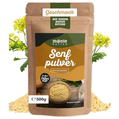 Abbildung von Senfpulver Monte Nativo (500g) Premium Qualität Senfmehl Senfkörner fein gemahlen Vielseitige Gewürze Ideal zum Kochen und Sauces