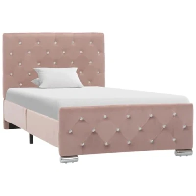 Abbildung von vidaXL Polsterbett Klassisch Bett Einzelbett Stoffbett Ehebett Schlafzimmerbett Bettgestell Bettrahmen Lattenrost Rosa Samt 90x200cm