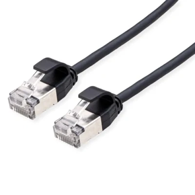 Abbildung von ROLINE U/FTP DataCenter Patchkabel Kat.6A (Class EA), LSOH, Slim, schwarz, 0,15 m