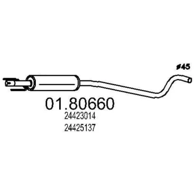Abbildung von MTS 01.80660 Mittelschalldämpfer 1740 OPEL: Astra G CC, Caravan, Limousine