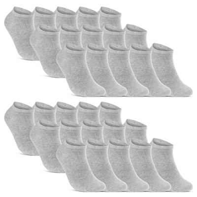 Abbildung von 10 20 30 Paar Sneaker Socken Damen &amp; Herren Schwarz Weiß Baumwolle 10800 (Grau 47 50)