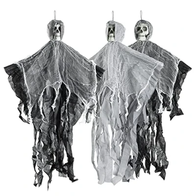 Abbildung von THE TWIDDLERS 3 Hängende Gruselige Skelette, 90cm Halloween Party Dekoration für Drinnen &amp; Draußen Robust Wiederverwendbar