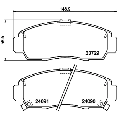 Abbildung von HELLA 8DB 355 009 771 Bremsbelagsatz mit akustischer Verschleißwarnung HONDA: Accord 8, CIVIC 7 Hatchback, Limousine, ACURA: TSX