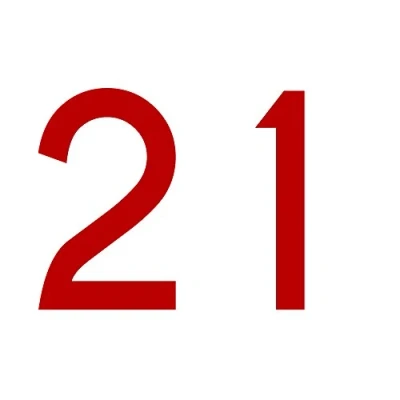 Abbildung von Zahlenaufkleber Nummer 21, rot, 10cm (100mm) hoch, Aufkleber mit Zahlen in vielen Farben + Höhen, wetterfest