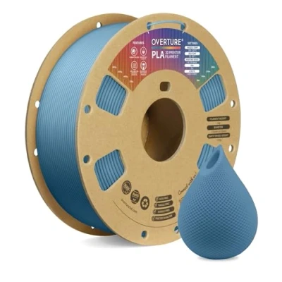 Abbildung von OVERTURE PLA Filament 1,75 mm Aufgerüstet, 1kg (2,2 lbs), Maßgenauigkeit +/ 0.02mm, für 3D Drucker (Graublau)