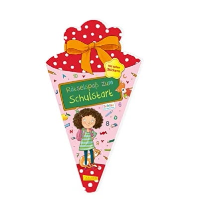 Abbildung von Schlau für die Schule: Rätselspaß zum Schulstart mit Stickern (Schultüte 2023 rosa): Malen und rätseln den rosa) Malen, ... als Geschenk ersten Schultag