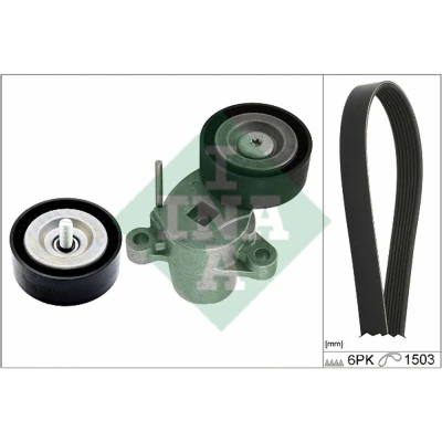 Abbildung von INA 529 0338 10 Keilrippenriemensatz Generatorfreilauf prüfen und ggf. erneuern FORD: B Max, Focus Mk3 Kasten / Kombi, C Max 2