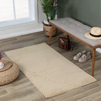 Abbildung von Surya Houston Teppich Läufer Wohnzimmer, Esszimmer Moderne Boho Geometrisches Muster Weicher Skandinavisch Wohnzimmerteppich Orientalisch Flur 80x150cm Groß Beige
