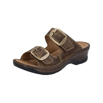 Abbildung von Josef Seibel Damen Pantoletten Catalonia 76, Frauen Slipper,Weite G (Normal),schluepfschuhe,Slip ons,Backless Slipper,Braun (Brandy),42 EU