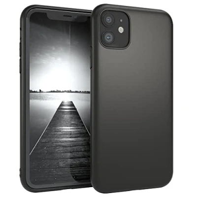 Abbildung von EAZY CASE Handyhülle Silikon mit Kameraschutz kompatibel iPhone 11 in Schwarz Matt, Ultra dünn, Slimcover, Silikonhülle, Hülle, Softcase, Backcover