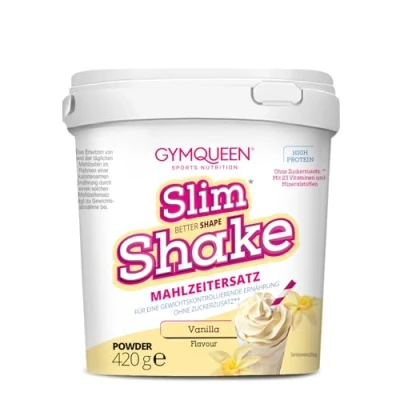 Abbildung von GymQueen Slim Shake, Abnehm Shake 420g, Vanille, Leckerer Diät zum einfachen Abnehmen, Mahlzeitersatz mit wichtigen Vitaminen und Nährstoffen, nur 250 kcal pro Portion &amp; ohne Zucker Zusatz