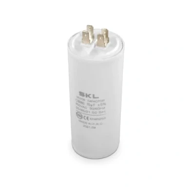 Abbildung von DEKAROX Universal Kondensator 70µF 450V Ø50x120mm mit 6.3mm AMP Steckfahnen Befestigungsschraube M8 CBB60 Motorstart und Laufkondensator für elektrische Haushaltsgeräte