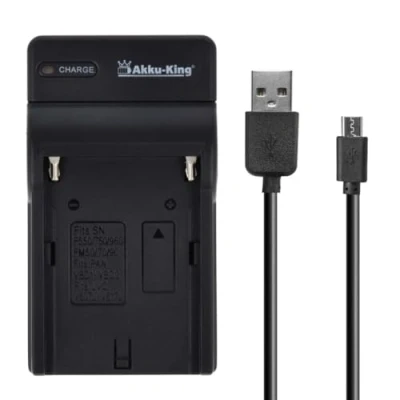 Abbildung von USB Akku Ladegerät kompatibel mit Sony NP F550, F570, F750, F770, F960, F970, F980D, F990