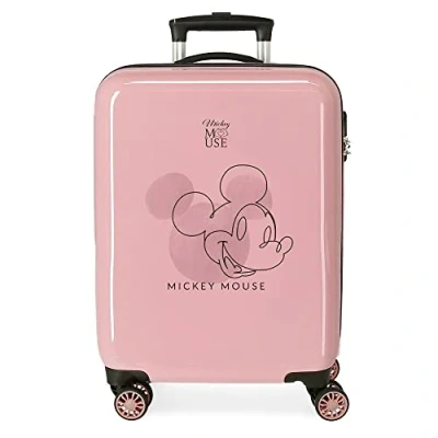 Abbildung von Disney Mickey Outline Kabinentrolley Pink 38x55x20cm starres ABS Seitenkombinationsschloss 34L 2kg 4 Rollen Doppelhandgepäck