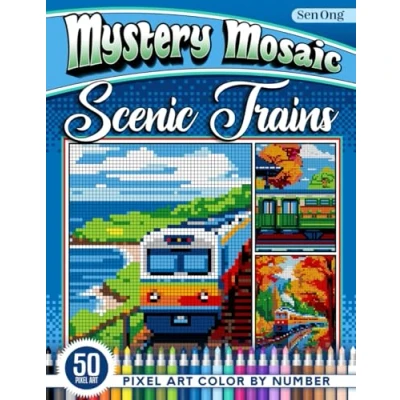 Abbildung von Scenic Trains Mystery Mosaics Color by Number: 50 Pixel Art Train Journeys Through the Seasons