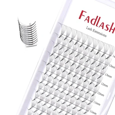 Abbildung von Volumen Wimpern 6D 0.07mm C Curl 8 14mm Fächer Extensions Russian Volume Künstliche Premade Lashes (6D 0.07 C, 14mm)