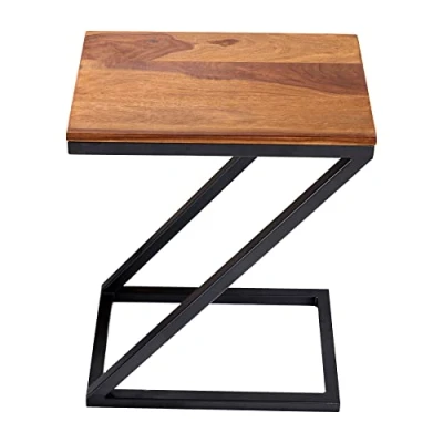 Abbildung von Riess Ambiente Handgearbeiteter Beistelltisch Butler 30cm Sheesham Stone Finish Metall Couchtisch Z Design