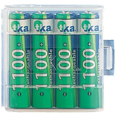 Abbildung von tka Köbele Akkutechnik Micro Akku: 4er Set NiMH Akkus Typ AAA/Micro, 1.100 mAh, mit Aufbewahrungs Box (Akku Batterien AAA, Akku wiederaufladbare)