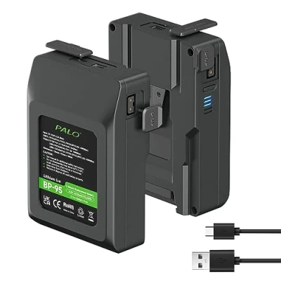 Abbildung von 2 Stück V Mount/V Lock Akku 95Wh 14.4V 6600mAh wiederaufladbarer Li Ionen für Broadcast Video Camcorder, kompatibel mit Sony HDCAM, XDCAM, Digital Cinema Kameras und Anderen Camcordern