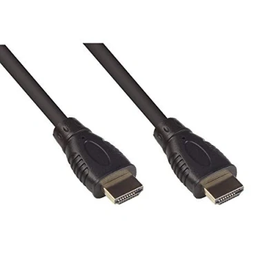 Abbildung von High Speed HDMI 2.0b Kabel mit Ethernet 4K / UHD @60Hz 18 Gbit/s ideal für Gaming und Multimedia vergoldete Stecker, 3 Fach Schirmung SCHWARZ 0,5 m 50 cm