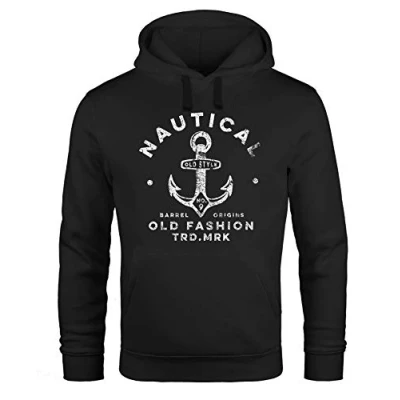 Abbildung von Neverless Anker Motiv Nautical Fashi Kapuzenpullover, Herren, Größe: XXL, Schwarz
