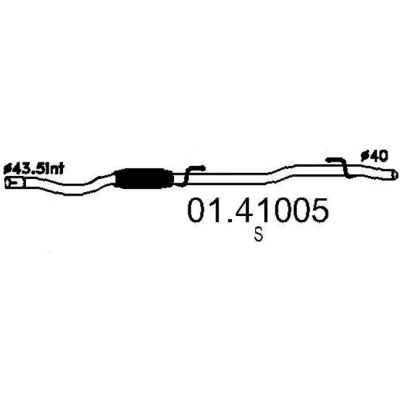 Abbildung von MTS 01.41005 Abgasrohr 1610 vorne für Mittelschalldämpfer FIAT: Panda II Schrägheck