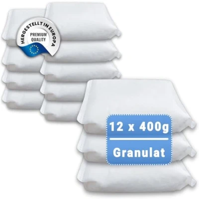 Abbildung von 12 x Granulat 400 Gramm (4E) Raumentfeuchter Luftentfeuchter reduziert Schimmel &amp; Gerüche nachfüllbar Feuchtigkeitskiller