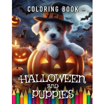 Abbildung von Halloween &amp; Puppies Coloring Book: for Adults Children The perfect Gift Dog Lovers (Holidays Books)