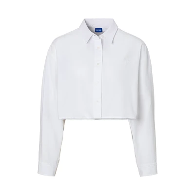 Abbildung von HUGO Blue Klassische Bluse &quot;Erisa B&quot;, Oxford Qualität, tonaler Logostickerei; Cropped Style Fashion