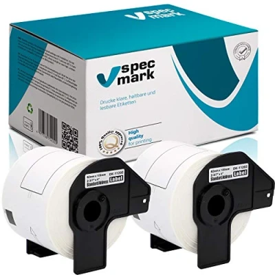 Abbildung von specmark 2 Rollen Einzeletiketten kompatibel mit Brother DK 11202 62mm x 100mm 300 Stück Etiketten für allen QL Etikettendruckern 570 700 800