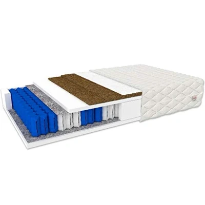 Abbildung von FDM FORTE MAX Taschenfederkernmatratze 100 x 200 cm 7 Zonen Matratze Härtegrad H2/H4 (Mittelweich/Hart) 25 Höhe Doppelte Kokos Einlage Zweiseitig Bezug Abnehmbar Waschbar TFK