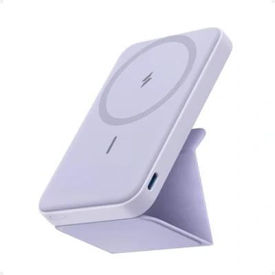 Abbildung von Anker 622 Magnetische Kabellose Powerbank (MagGo), 5000mAh Klappbare mit USB C für iPhone 14/13/12, Lavendel