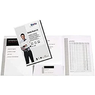 Abbildung von Biella Premium Angebots und Präsentationsmappe PEARL #3, DIN A4, Sichttasche oben offen, 1 Klappe mit Visitenkartenstanzung, 2 Klappen Dreiecktaschen weiß Unternehmenspräsentationen SWISS MADE