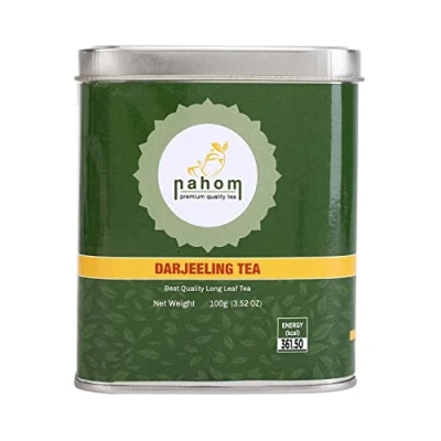 Abbildung von NAHOM Premium Darjeeling Loose Leaf Black Tea, Himalayan Tea Flowery, Aromatic &amp; Delicious Picked Packed in India Champagne of Teas 3.53oz / 100g TIN