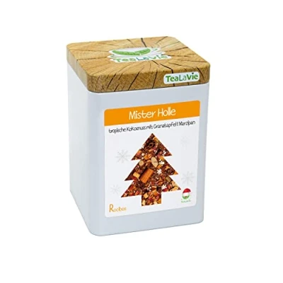 Abbildung von TEALAVIE Wintertee Mister Holle tropische Kokosnuss mit Granatapfel und Marzipan 100g Dose loser Rooibos Tee