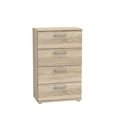 Abbildung von FORTE Niko Kommode mit 4 Schubladen, Holzwerkstoff, Sonoma Eiche, 82 x 50 29 cm