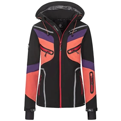 Abbildung von Rock Creek Damen Softshell Jacke Windbreaker Regenjacke Übergangsjacke Softshelljacke Damenjacke Regenmantel Outdoorjacke Kapuze D 465 Schwarz S