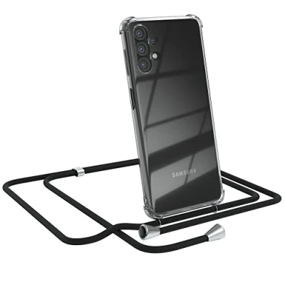 Abbildung von EAZY CASE Handykette kompatibel mit Samsung Galaxy A32 5G Handyhülle Umhängeband, Handykordel Schutzhülle, Silikonhülle, Hülle Band, Stylische Kette für Smartphone, Schwarz