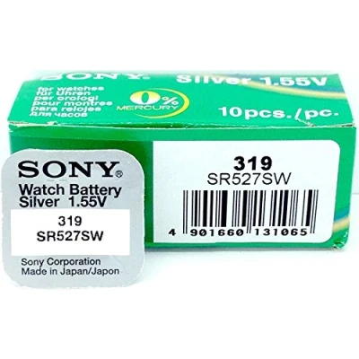 Abbildung von Sony 319 SR527SW Silberoxid Uhrenbatterie (0% Quecksilber) 1 Stück