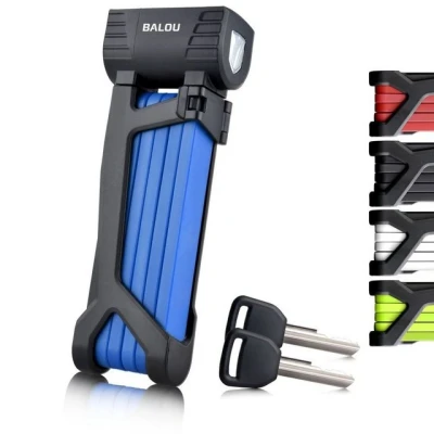 Abbildung von Faltschloss Fahrrad mit Halterung Fahrradschloss 90cm lang 6 Stahlsegmenten eBike Schloss Klappschloss Sicherheitsstufe 10, blau