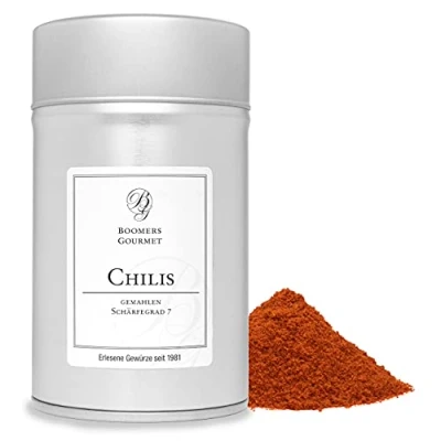 Abbildung von Boomers Gourmet Chilis gemahlen, Schärfegrad 7 Gewürzdose 11,5 cm 110 g