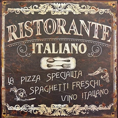 Abbildung von LB H&amp;F Blechschild Lilienburg Blech Schild Küche Metallschild Italien Pizza Restaurant Spaghetti 30 x cm Dekoschild