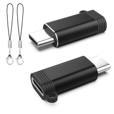 Abbildung von TiMOVO Lightning auf USB C Adapter,2 Pack Buchse Stecker Adapter,Anti verloren Kabel für iPhone 15/16 Pro Max Plus/iPad,Schnellladung/Datenübertragung,Nicht Audio/OTG Schwarz